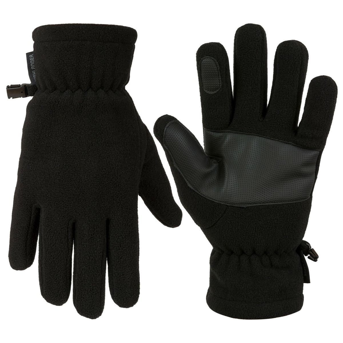 Highlander Polar Fleece Gloves Non Slip Palm Black Thermal Winter
