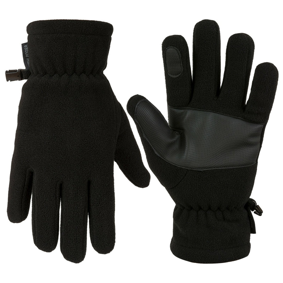 Highlander Polar Fleece Gloves Non Slip Palm Black Thermal Winter