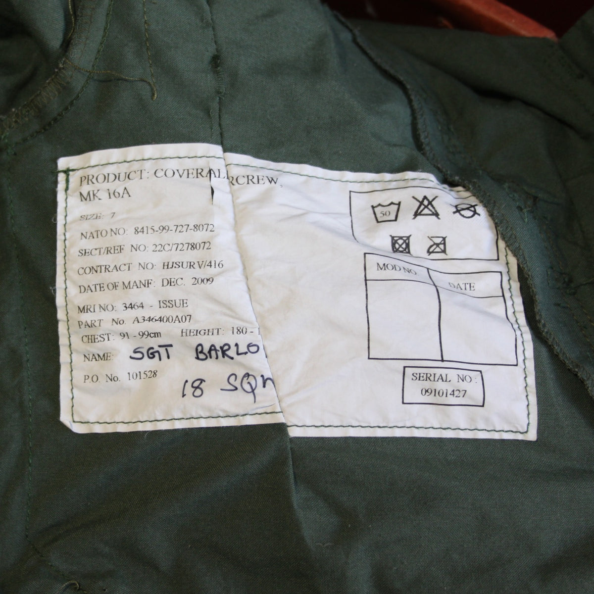 British Mk16A Flight Suit Repaired Genuine Surplus 36" Chest (4168)