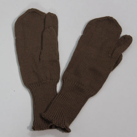 East European Army Knitted Brown Mittens Genuine Surplus Large (3922)