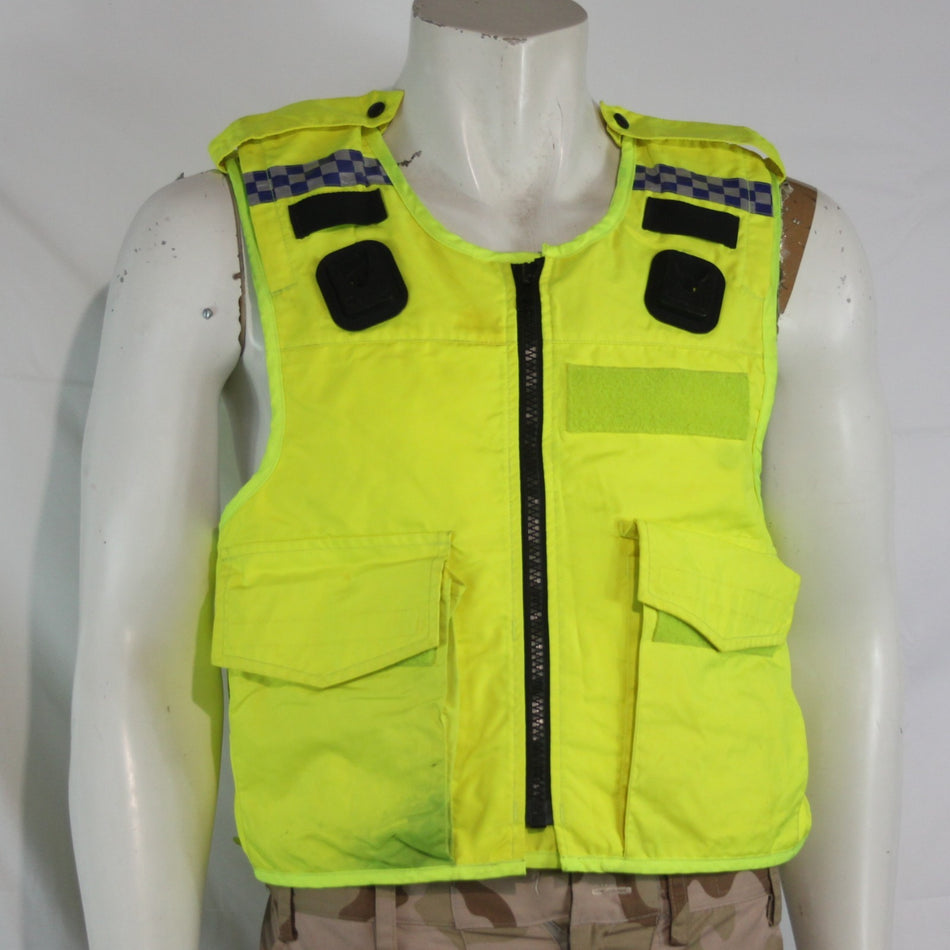 Hi Visibility Body Armour Cover Yellow Pockets Vest Genuine Surplus XS (4029)