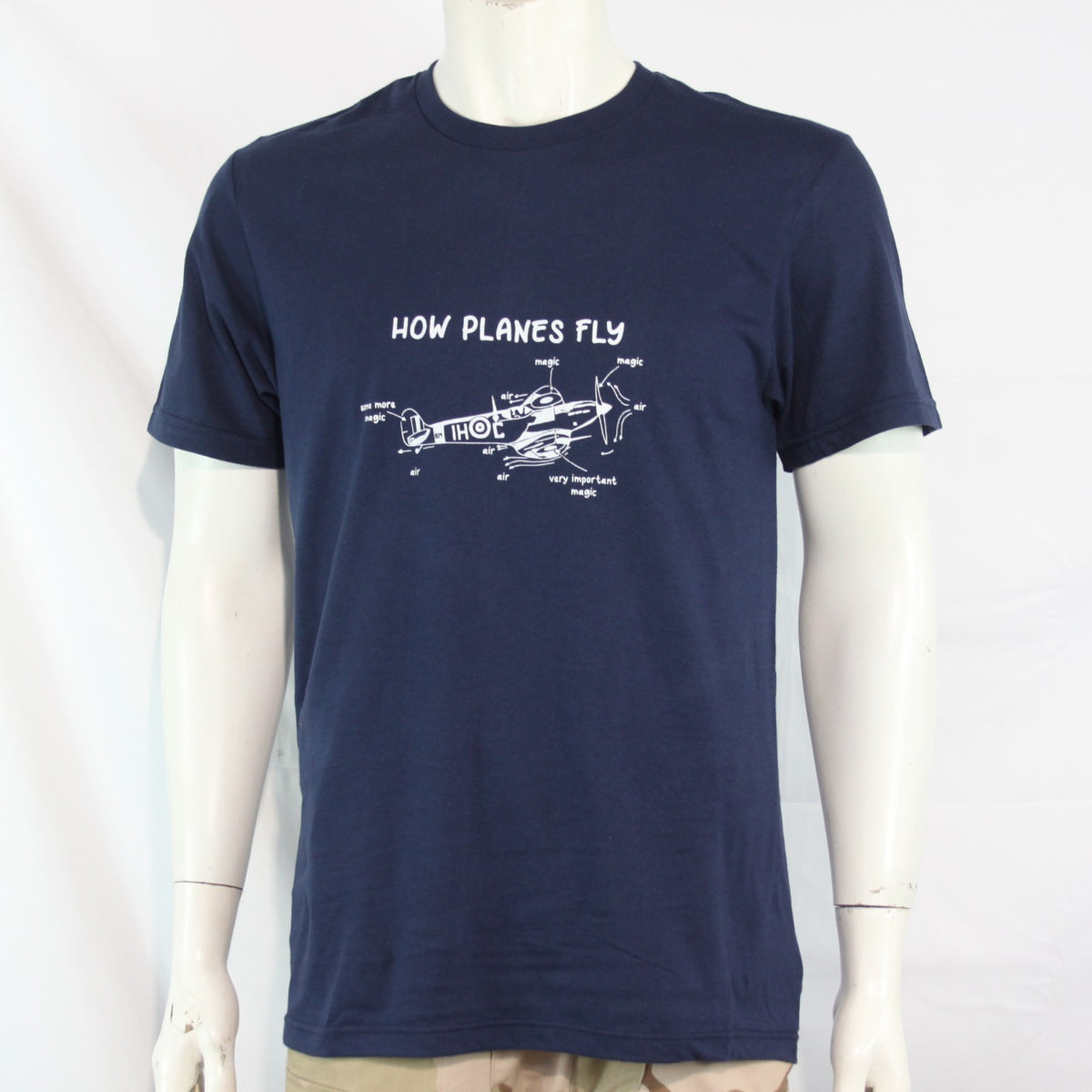 How Planes Fly Mens Unisex Adult Navy Funny Exclusive Printed T-Shirt Aviation