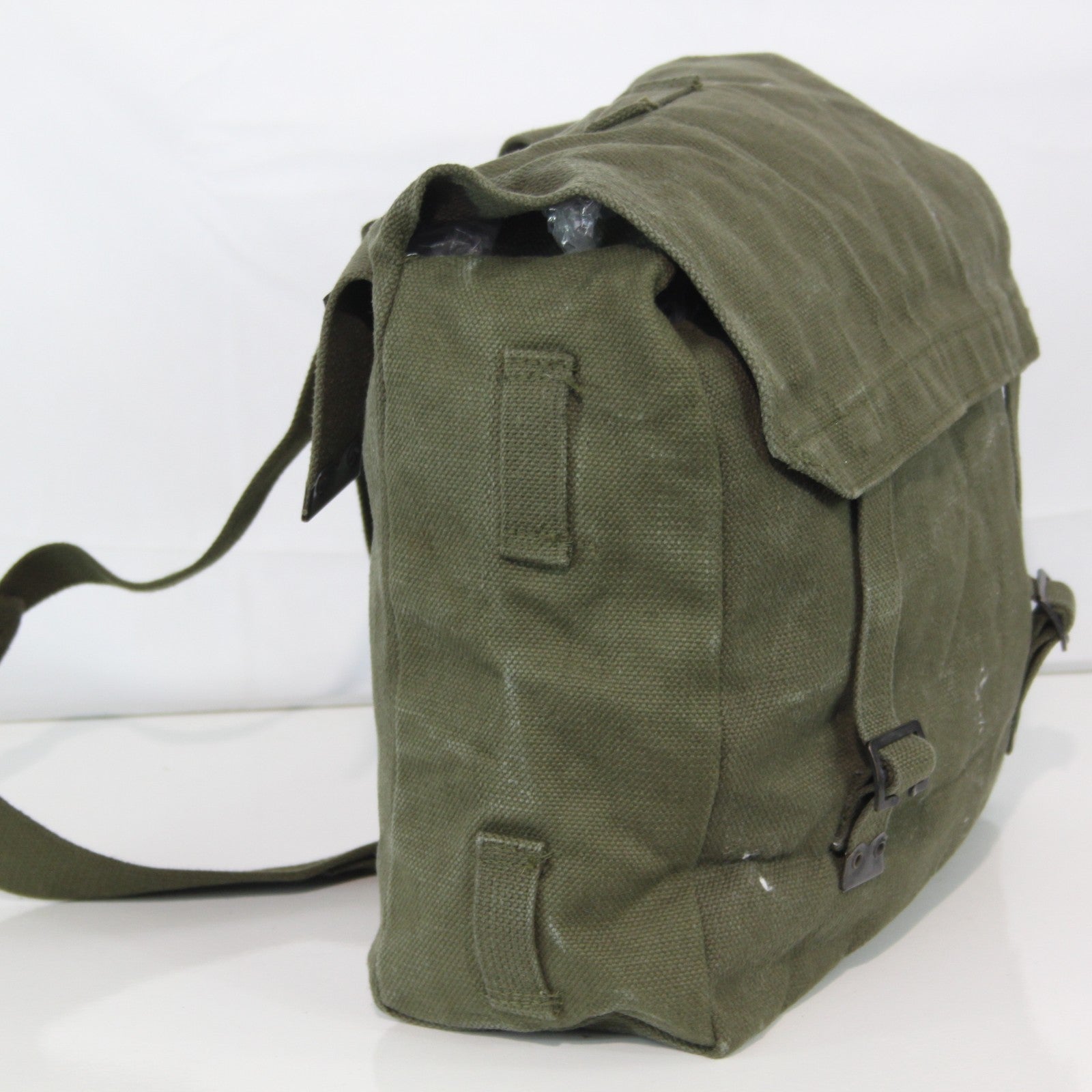Genuine Surplus Vintage Belgian Army Military Side Bag Canvas Olive (3433)