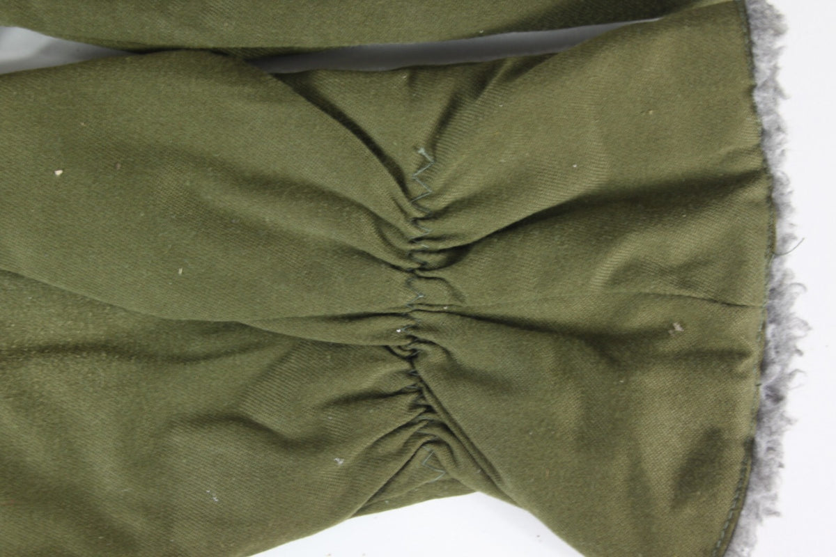 Genuine Surplus Czech Fur Lined Mittens Gloves Winter Cold Weather Olive Green