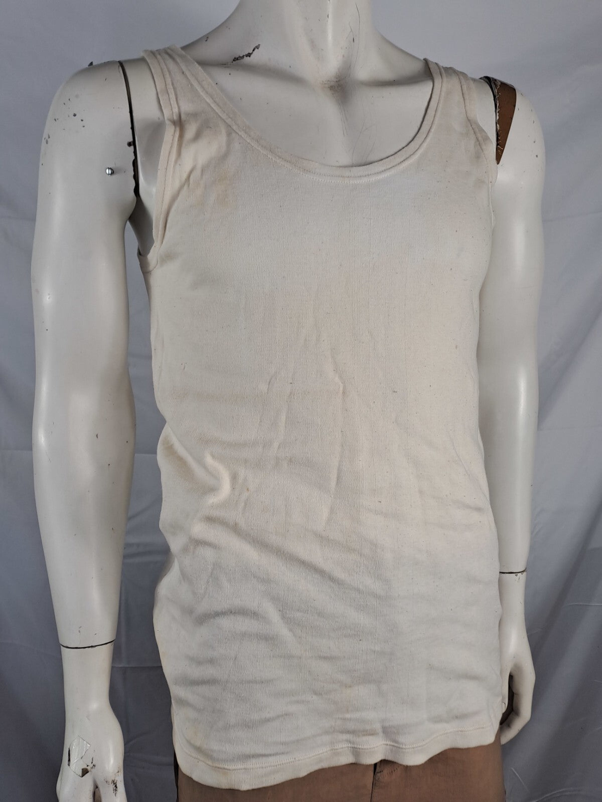 Genuine Surplus Czech Army Cold War Era Beige/Cream Singlet Vest