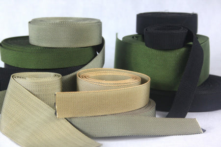 Heavy Duty Nylon Webbing Tape Black Olive Sand IRR Treated High Streng All Sizes