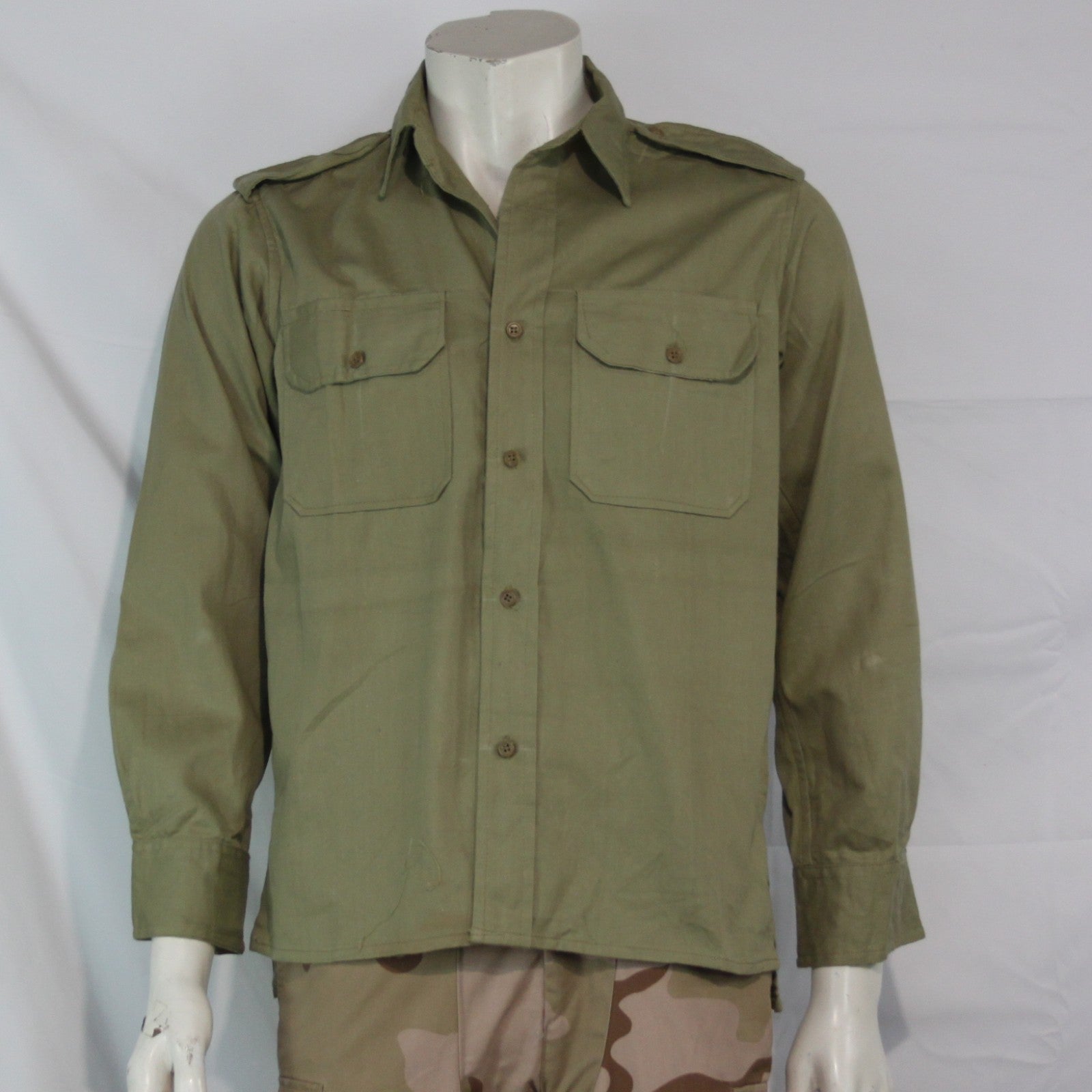 Genuine Surplus Army Vintage Khaki Tan Shirt Cotton 1968 Dated 15" (3429)