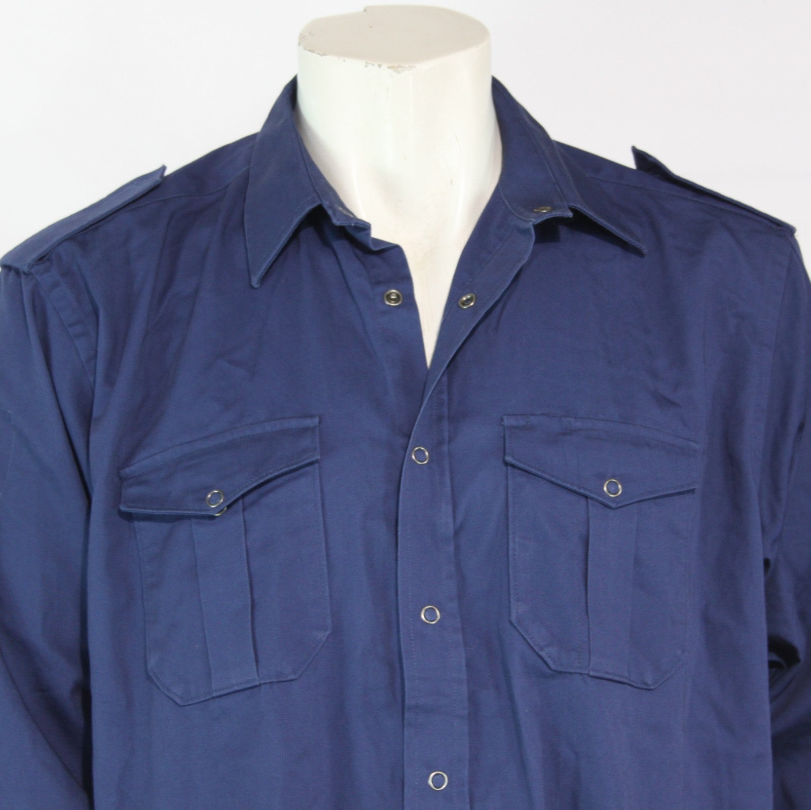 Dutch/Belgian Army Navy Blue Work Shirt Genuine Surplus 41-42cm collar (4219)