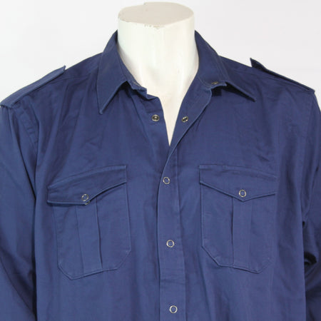 Dutch/Belgian Army Navy Blue Work Shirt Genuine Surplus 41-42cm collar (4219)