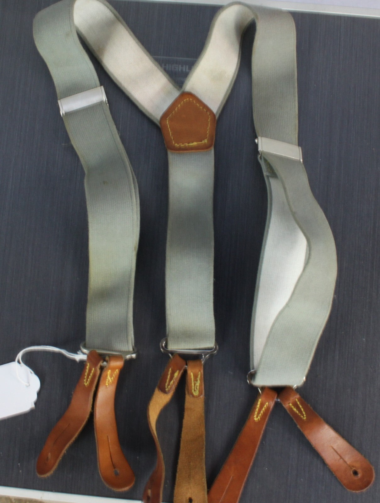 Genuine Surplus British Army RAF military Braces Grey leather End Button AllSize