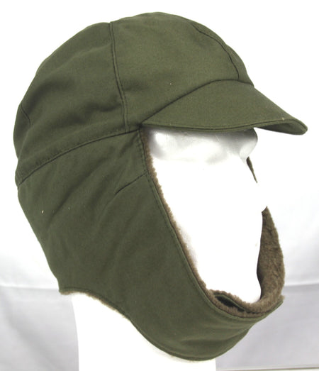 Genuine Surplus Dutch Ex Army Winter Hat Fur-lined Olive Peaked Thermal Warm