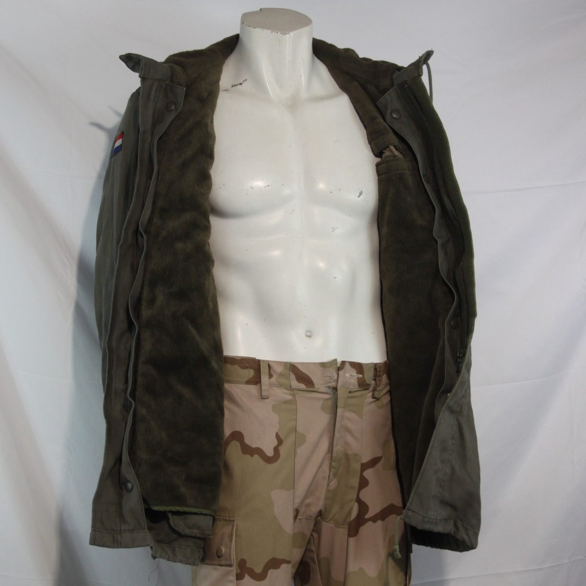 Genuine Surplus Dutch Army Parka Olive Faux Fur Lined Canvas Military (3742)