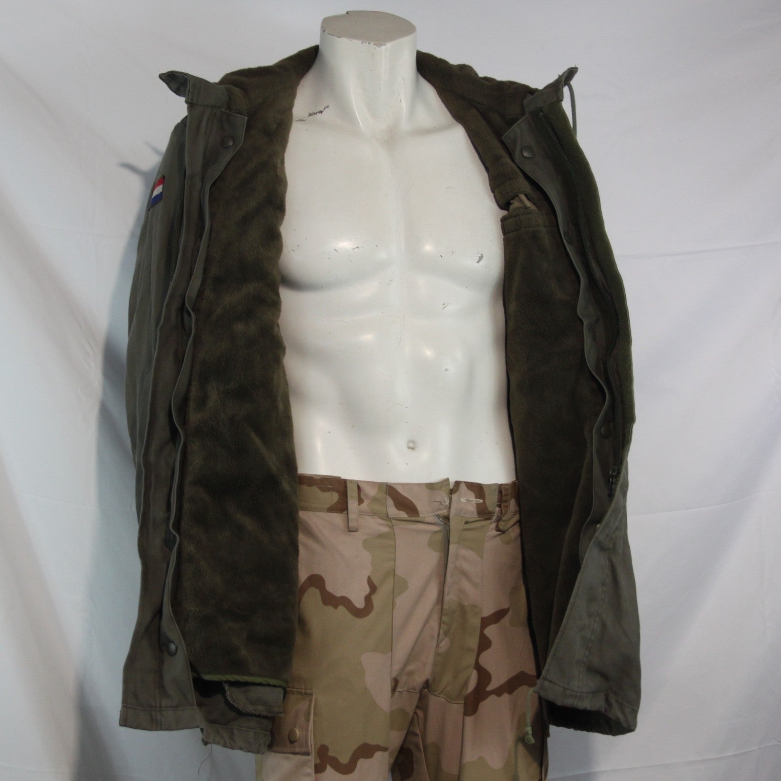 Genuine Surplus Dutch Army Parka Olive Faux Fur Lined Canvas Military (3742)