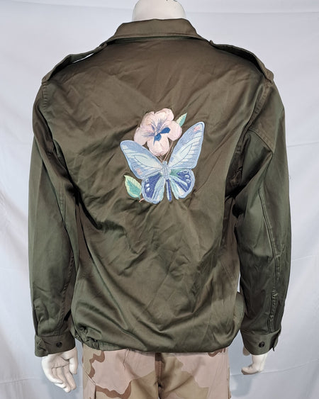 Genuine Surplus French Army Olive F2 Jacket Embroidered Butterfly 40-42" (3068)