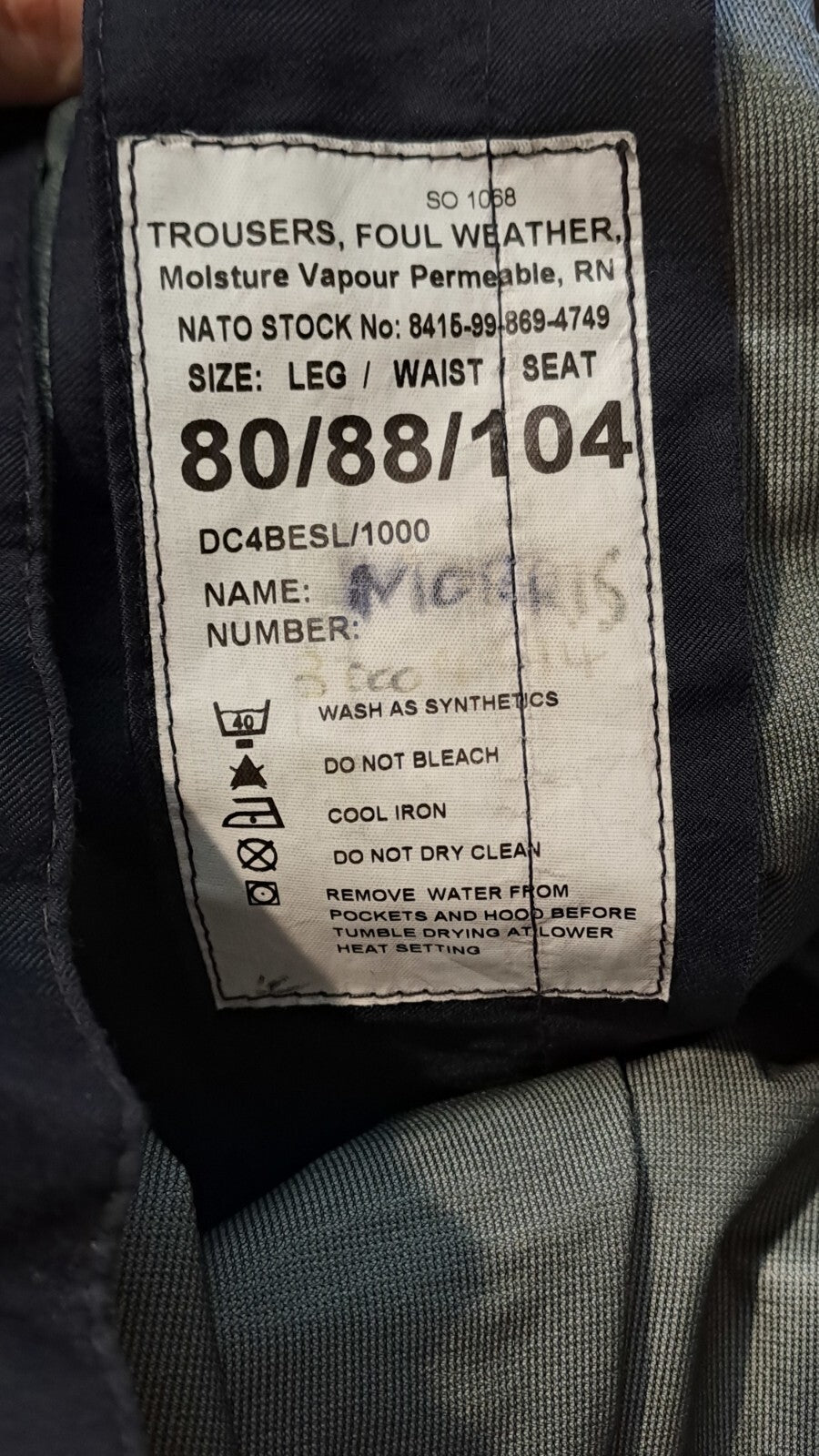 Genuine Surplus British Royal Navy Waterproof breathable Over-Trousers 2783