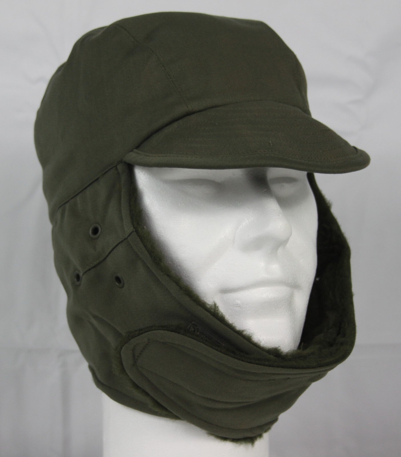 Genuine Surplus French Army Winter Hat Fur-lined Olive Green Peaked Thermal NEW