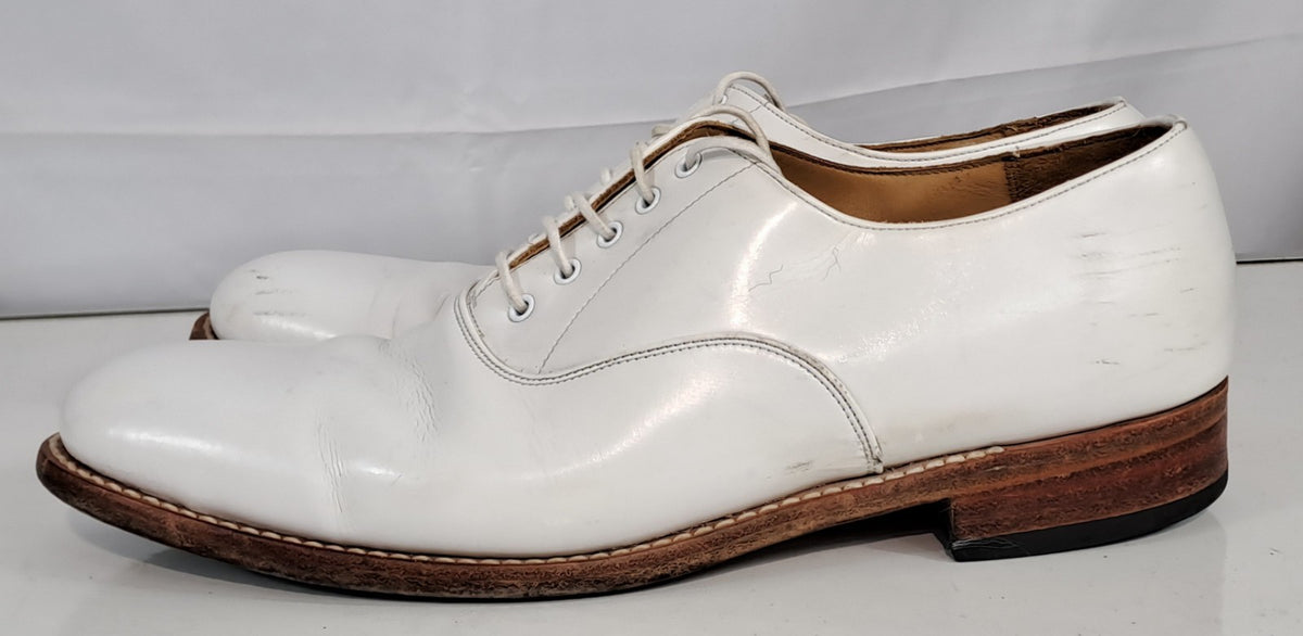 British Naval Tropical Shoes White Leather Size 3 wide Male/Female  (1728)
