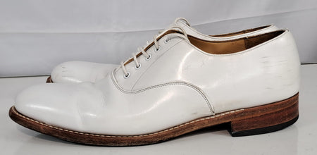 British Naval Tropical Shoes White Leather Size 3 wide Male/Female  (1728)