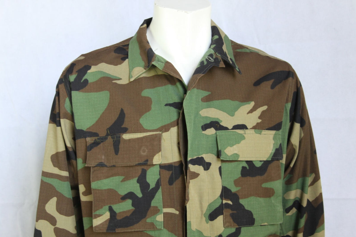 Genuine Surplus Vintage US Army Woodland Camouflage Ripstop BDU Jacket No Badges