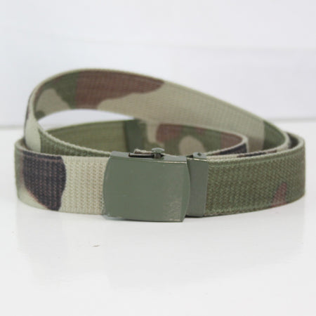 Genuine Surplus French 33mm CCE Camo Webbing Belt Green Buckle (4083)