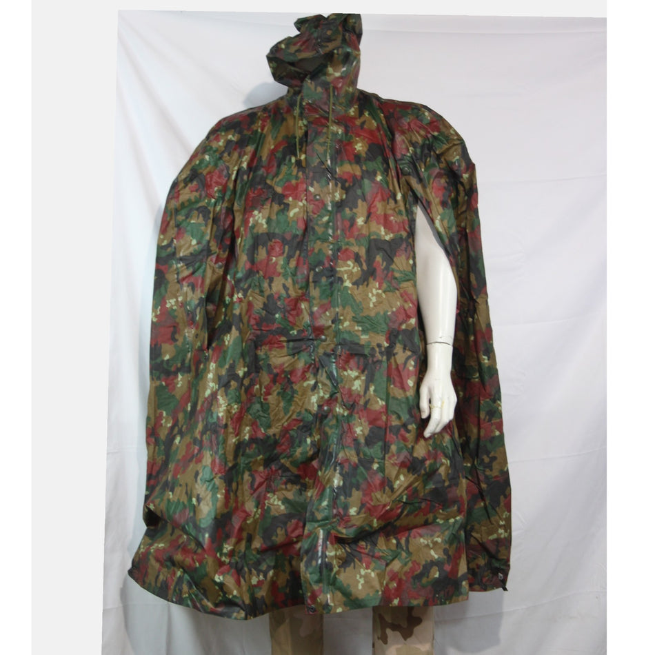 Swiss Army Poncho Cape Waterproof Rubberised Camouflage Genuine Surplus (4241)