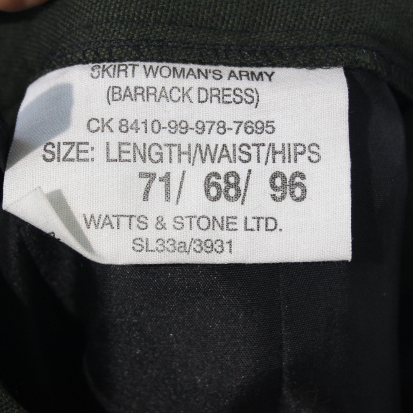 NEW Genuine Surplus British Army Ladies Barrack Skirt Bottle Green (3537)