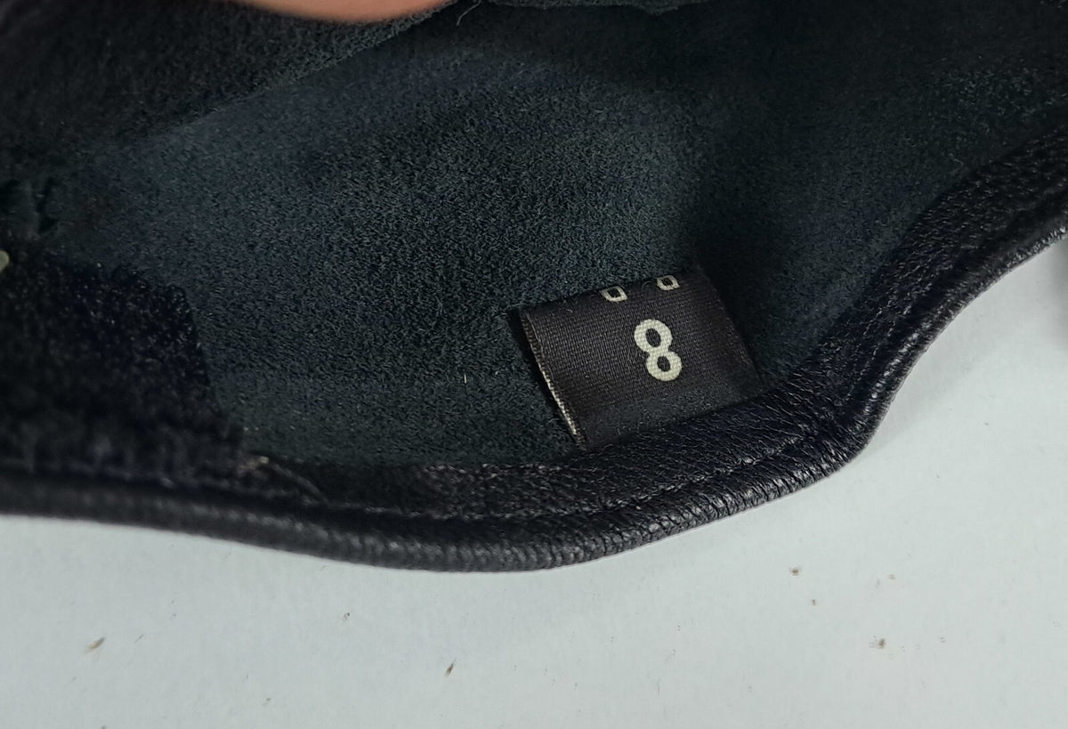 Genuine Surplus French Army Military Black Leather Gloves Unlined Size 8