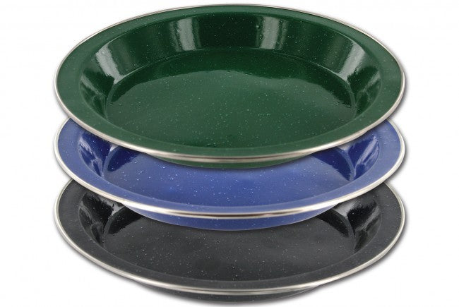 Highlander Deluxe Enamel Plate Camping Vintage Style Black Green Blue