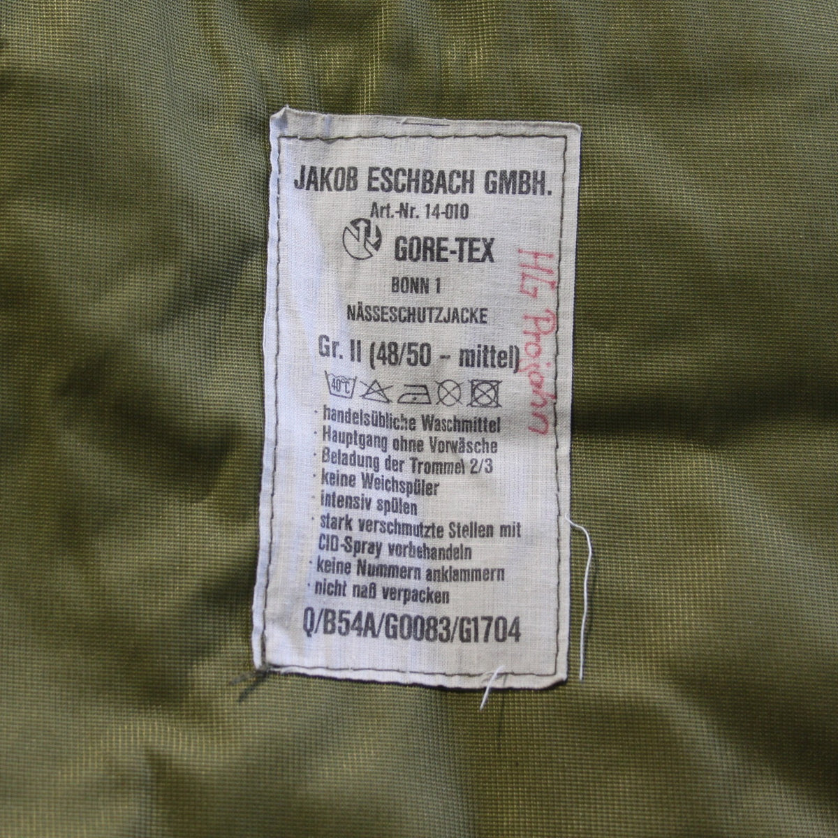 Genuine Surplus German Army Gore-tex Waterproof Coat Jacket Olive 38-40" 3543