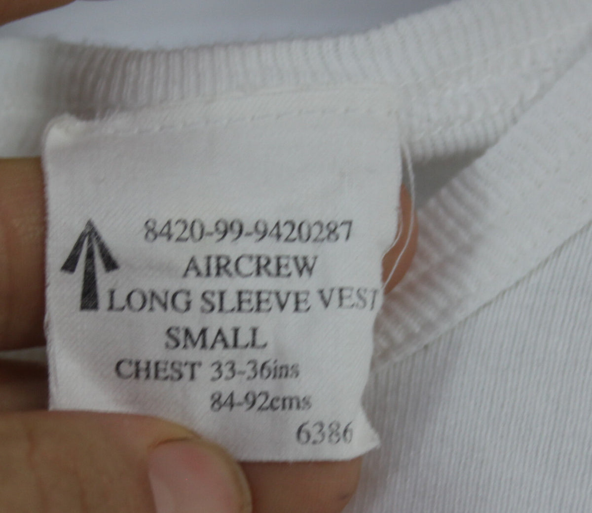 Genuine Surplus British Aircrew Thermal Long Sleeve Top Cotton White