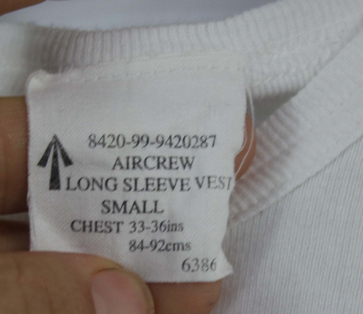 Genuine Surplus British Aircrew Thermal Long Sleeve Top Cotton White