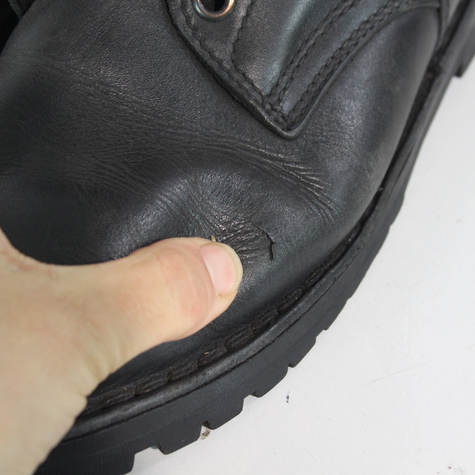 Austrian Army Summer Boots Black Leather UNlined Need Resoling EU43 UK9 (3868)