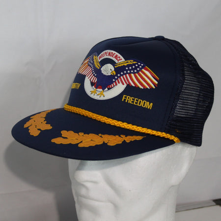 NEW American Patriotic Eagle Truckers Cap Baseball Cap Peak Navy (3532)