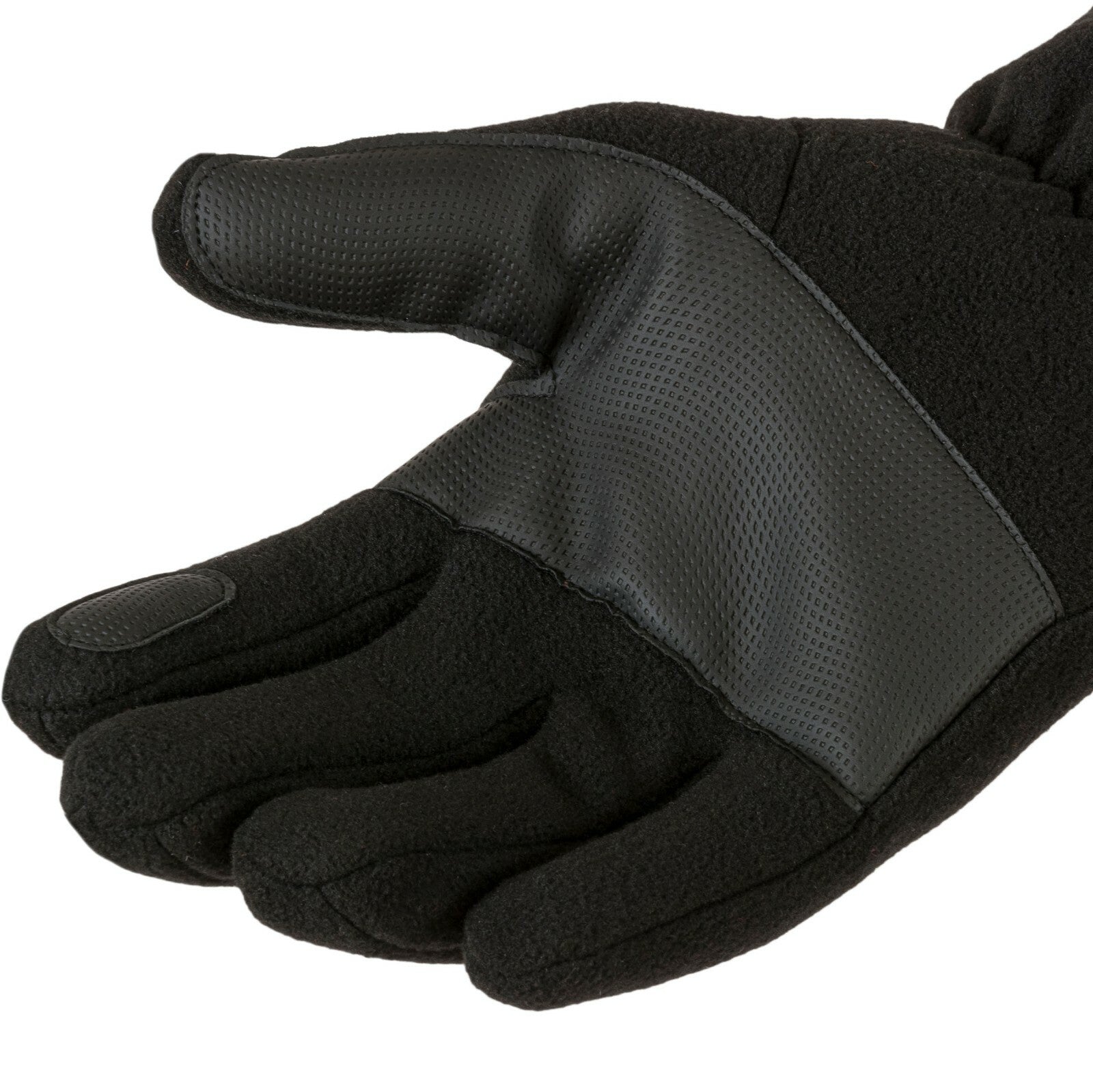Highlander Polar Fleece Gloves Non Slip Palm Black Thermal Winter