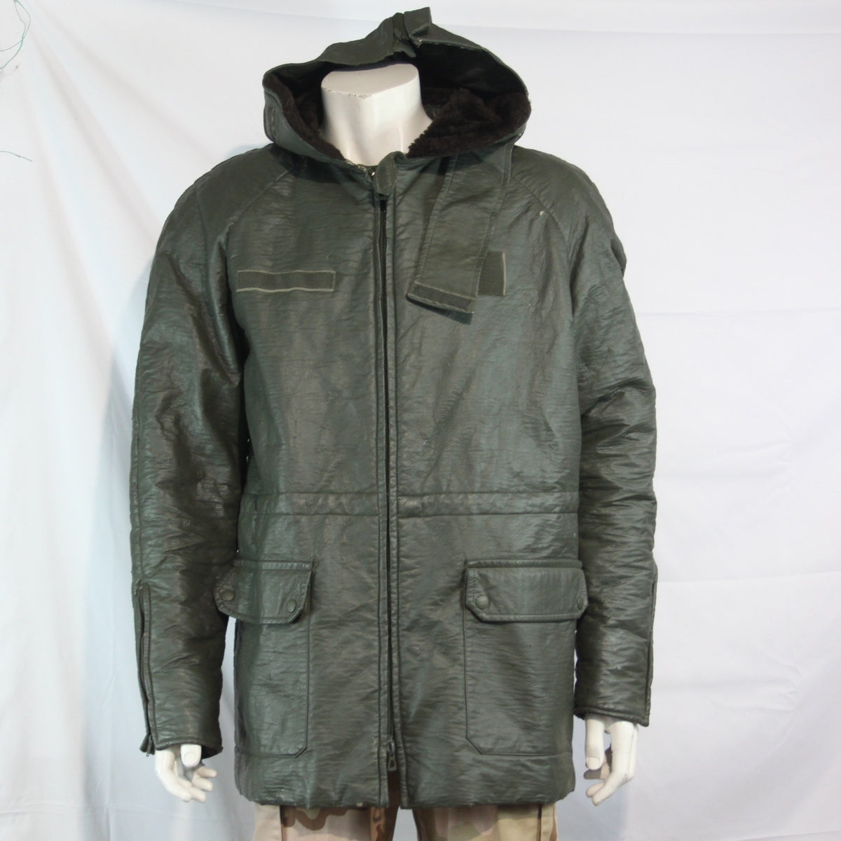 Genuine Surplus French Military Leather Style Cold Weather jacket Olive (3792)