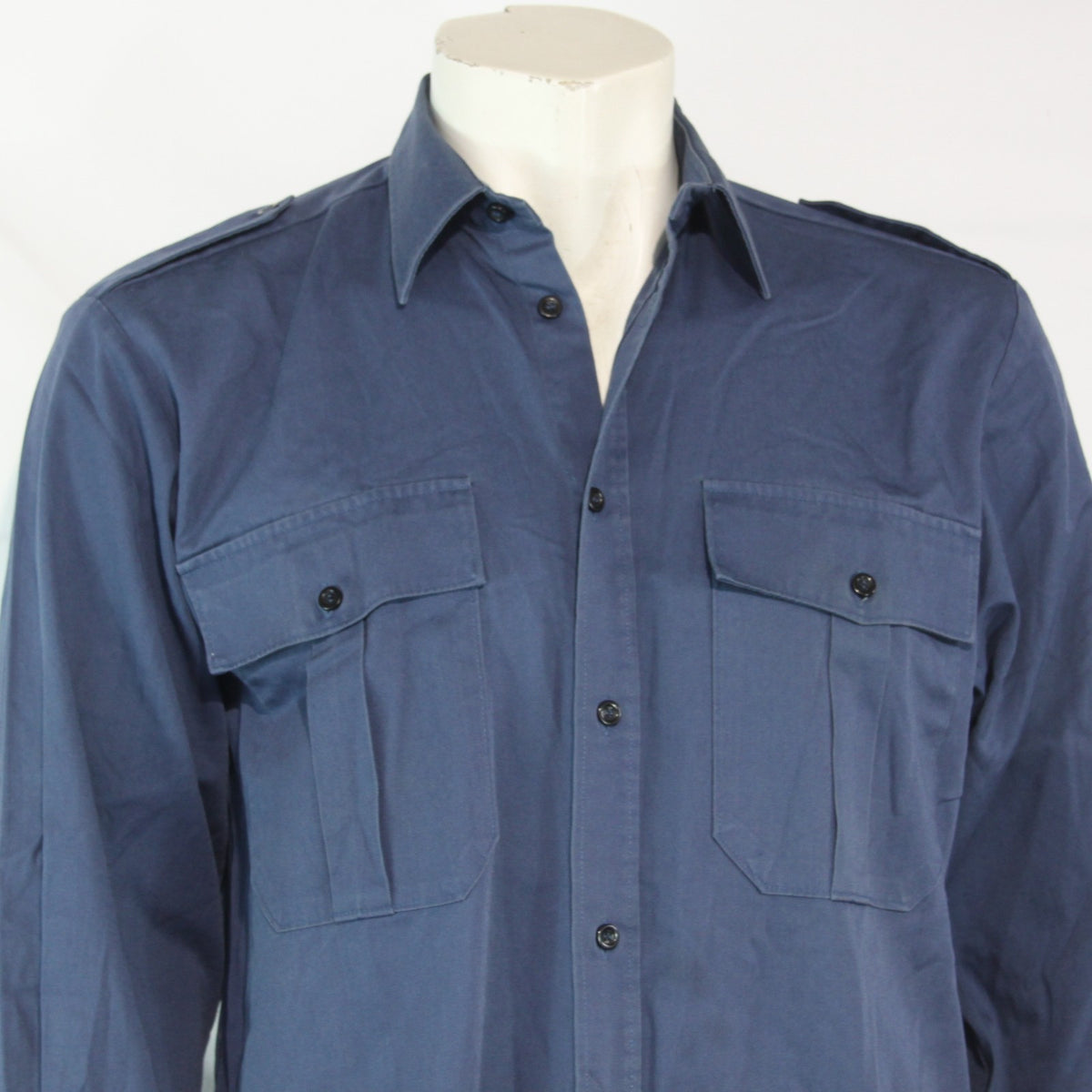 Blue Polycotton Military Office Work Shirt Long Sleeve Genuine Surplus  (4229)