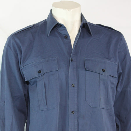 Blue Polycotton Military Office Work Shirt Long Sleeve Genuine Surplus  (4229)