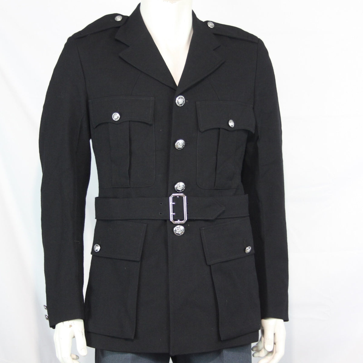 Genuine Surplus British Police Dress Jacket Black Formal Fitted BELTED 3312