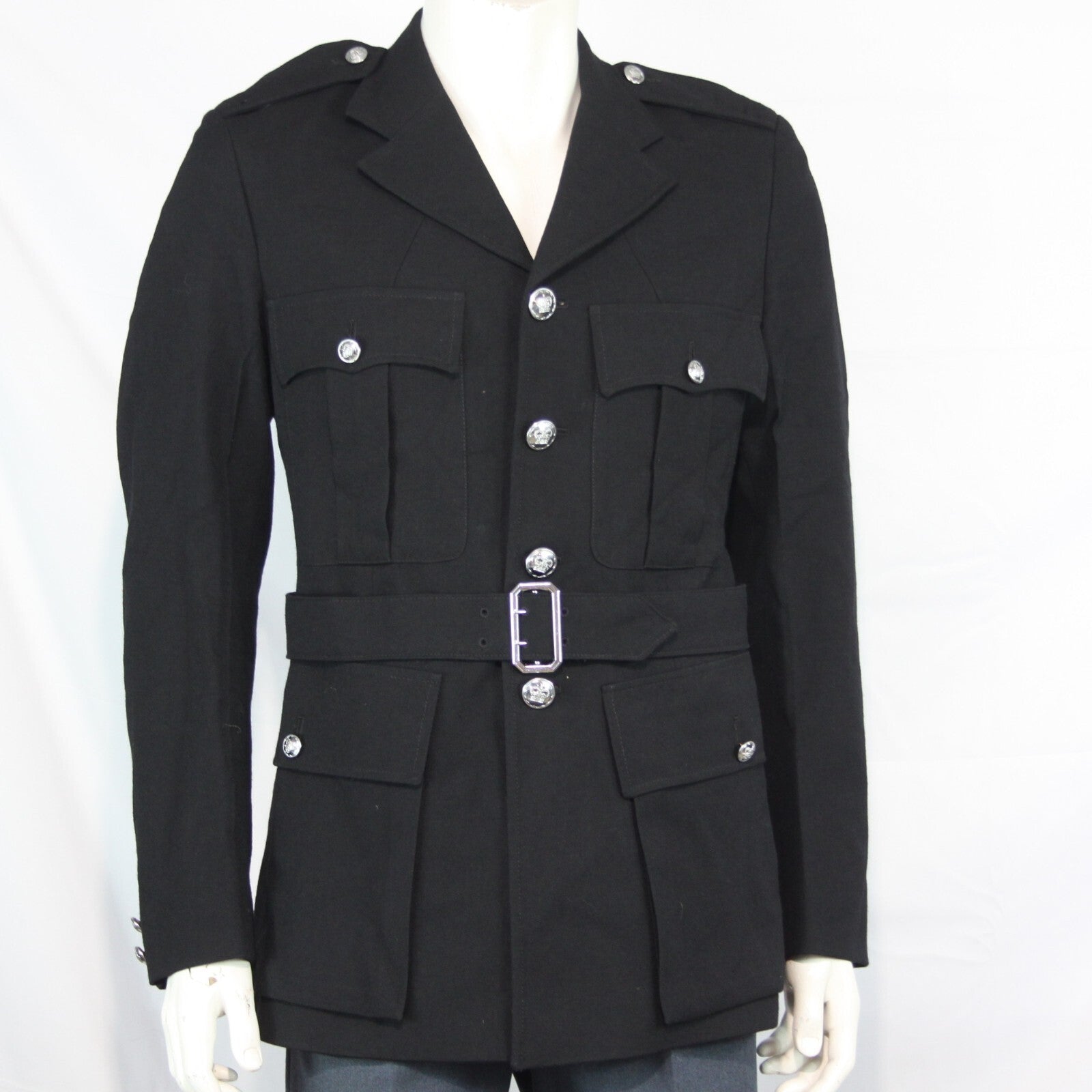 Genuine Surplus British Police Dress Jacket Black Formal Fitted BELTED 3312