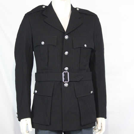 Genuine Surplus British Police Dress Jacket Black Formal Fitted BELTED 3312