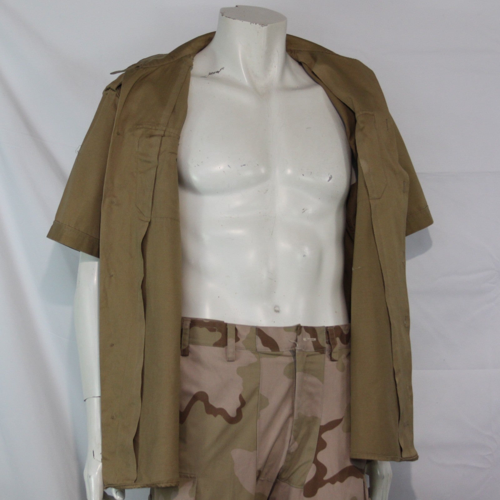Genuine Surplus Greek Army Shirt Short Sleeve Cotton Canvas Tan Sand (3419)