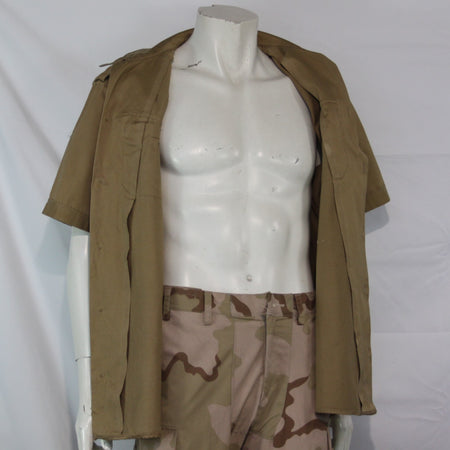 Genuine Surplus Greek Army Shirt Short Sleeve Cotton Canvas Tan Sand (3419)