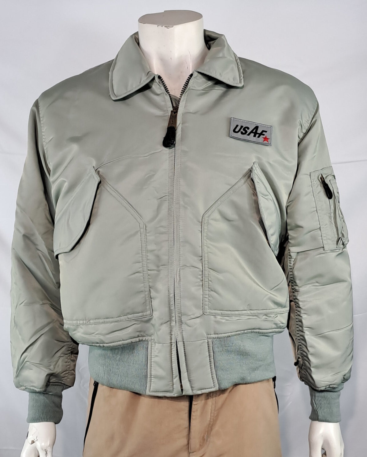 Highlander MA2 USAF Style Bomber Jacket Plain Collar Padded Silver Grey XXS-M
