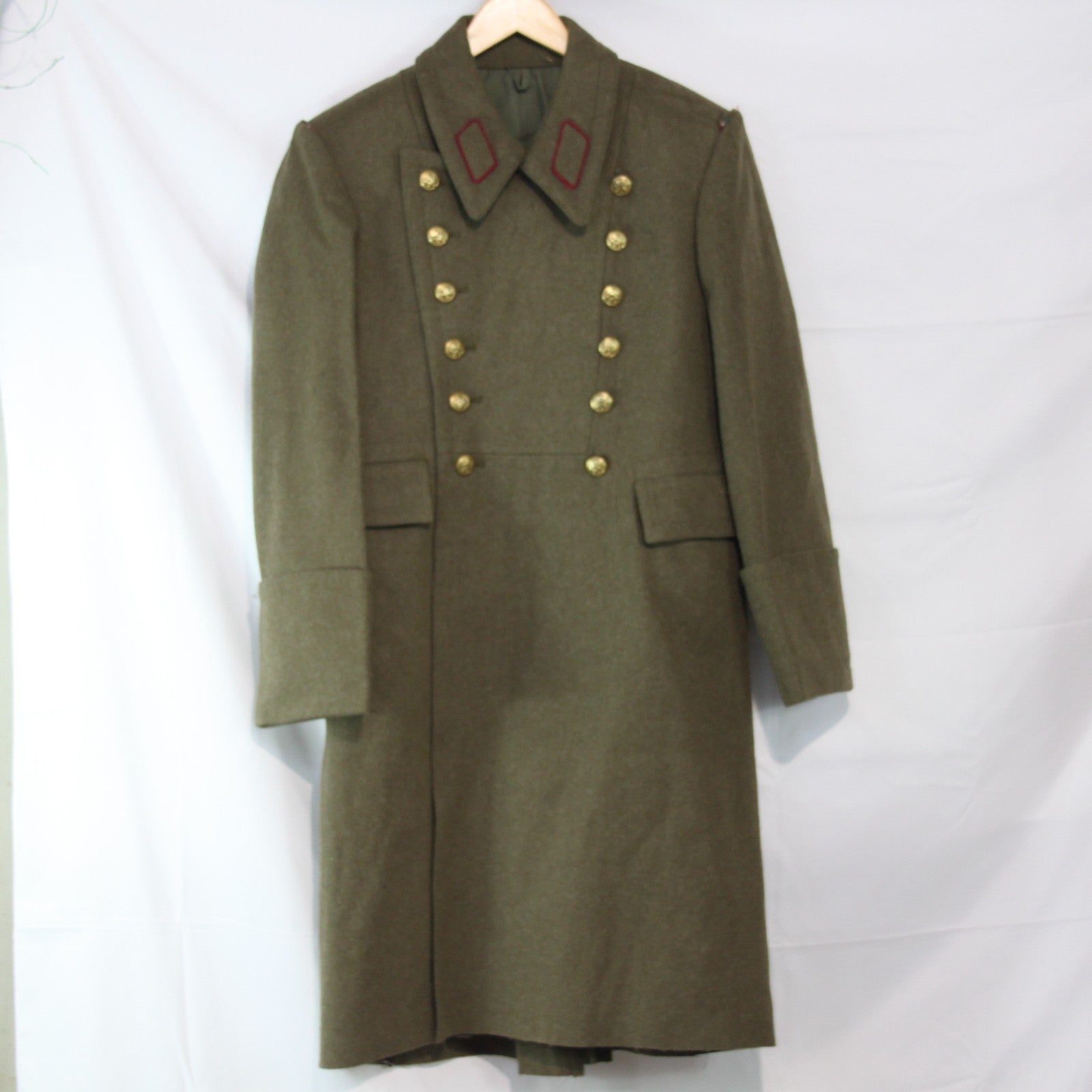 Bulgarian Army Overcoat Greatcoat Genuine Surplus Khaki Green32-34" Chest (3515)
