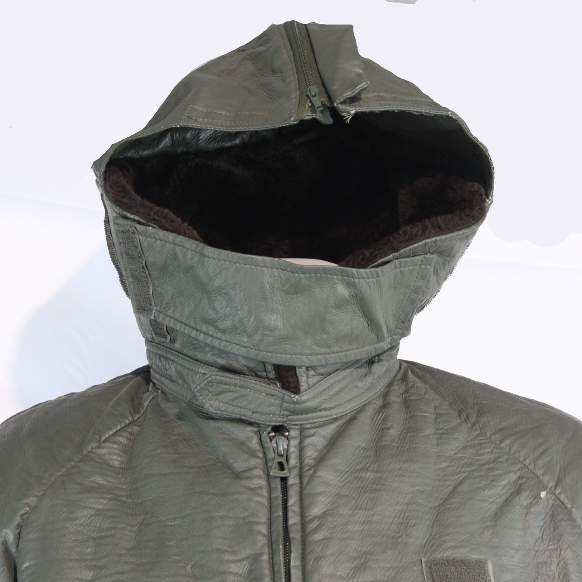 Genuine Surplus French Military Leather Style Cold Weather jacket Olive (3792)
