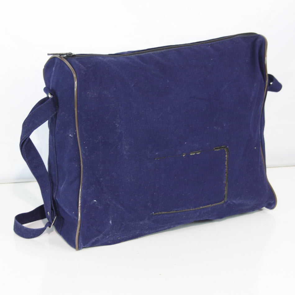 Navy Blue Fabric Side Bag Brushed Feel Fabric Flexible Rigid Base (3446)