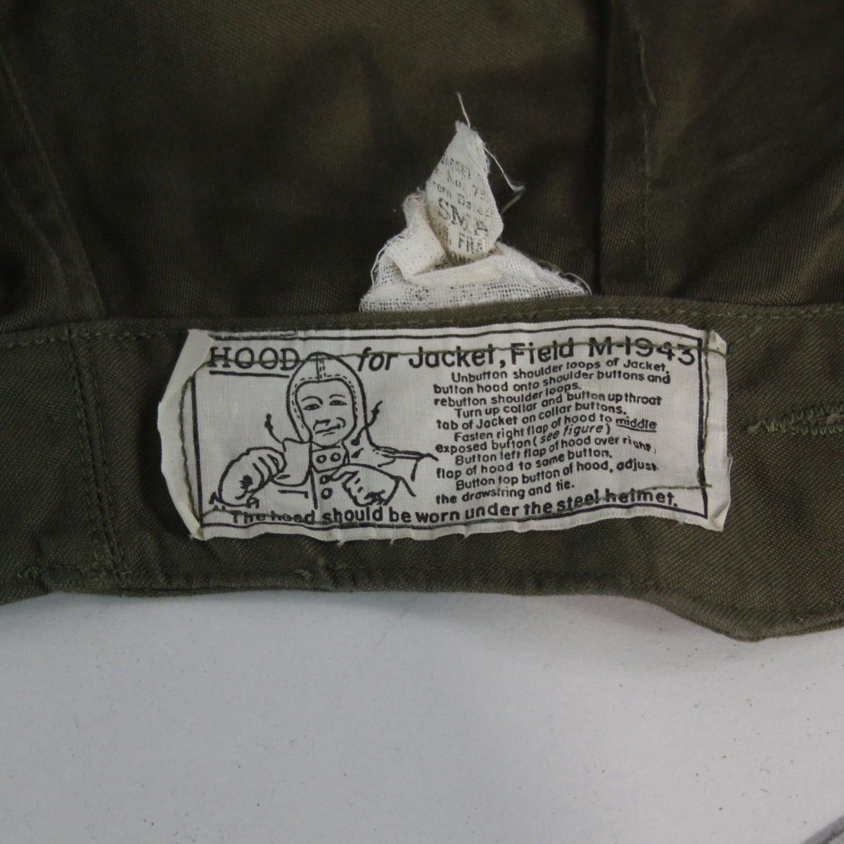 US Army Hood For M1943 Field Jacket Genuine Surplus Vintage Canvas (3938)