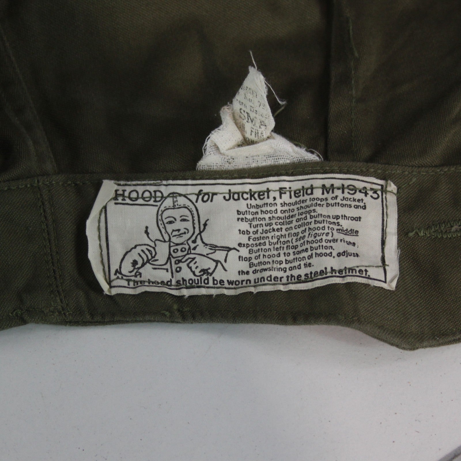 US Army Hood For M1943 Field Jacket Genuine Surplus Vintage Canvas (3938)