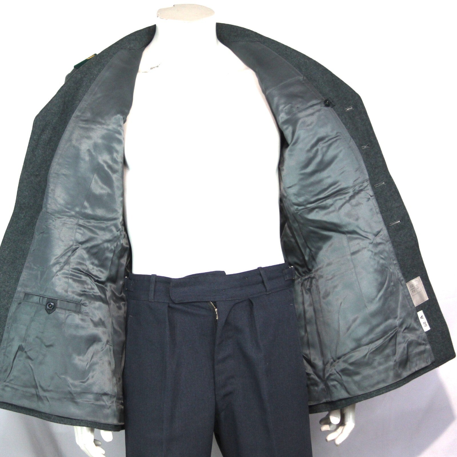 Genuine Surplus Swiss Army Vintage Wool Dress Jacket Badged Thick Blue Grey 3322
