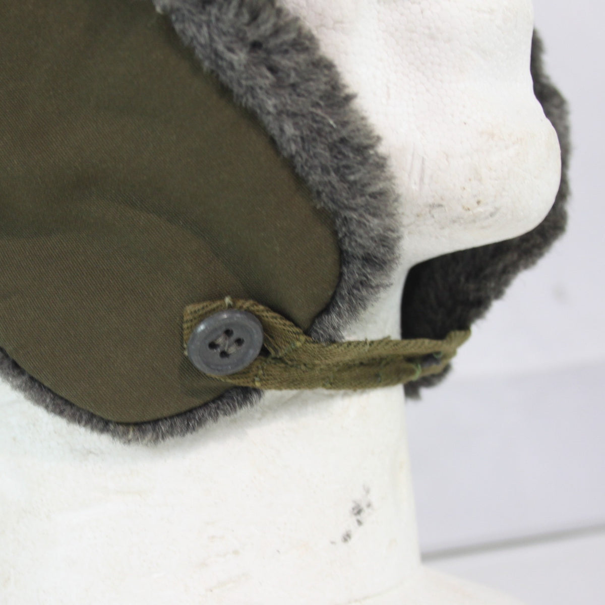 Vintage Winter Hat Faux Fur Lined Army Issue Genuine Surplus Damaged (4403)